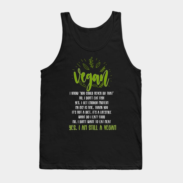 I Am Still A Vegan Tank Top by Skylane